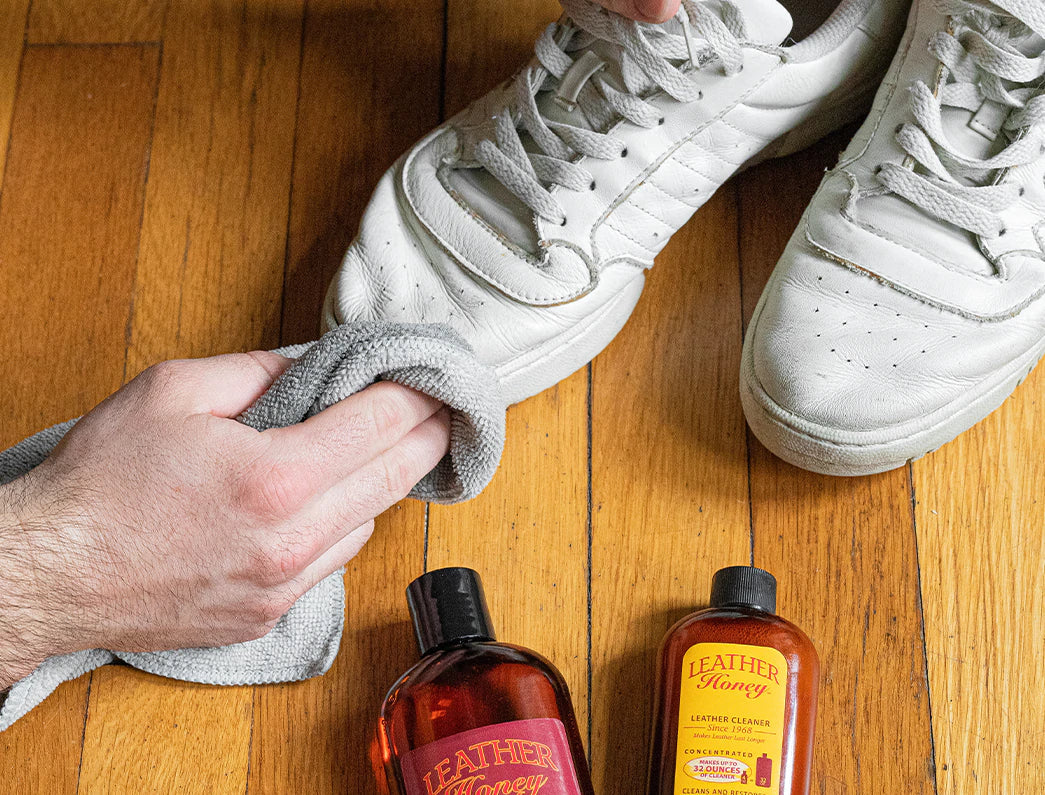 clean leather shoes